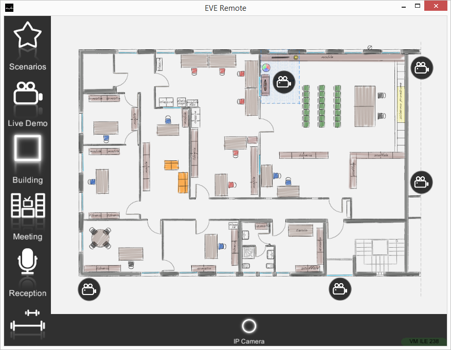 Representation of IP cameras within the EVE Remote Plus home automation control Modal style