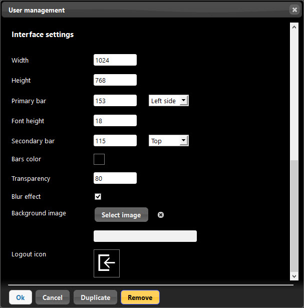 How to change setting of the user map interface form inside the Home automation software EVE Manager