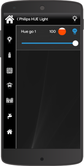 Come il componente philips Hue acceso viene rappresentato nell'applicazione per il controllo domotico EVE Remote Plus classic style