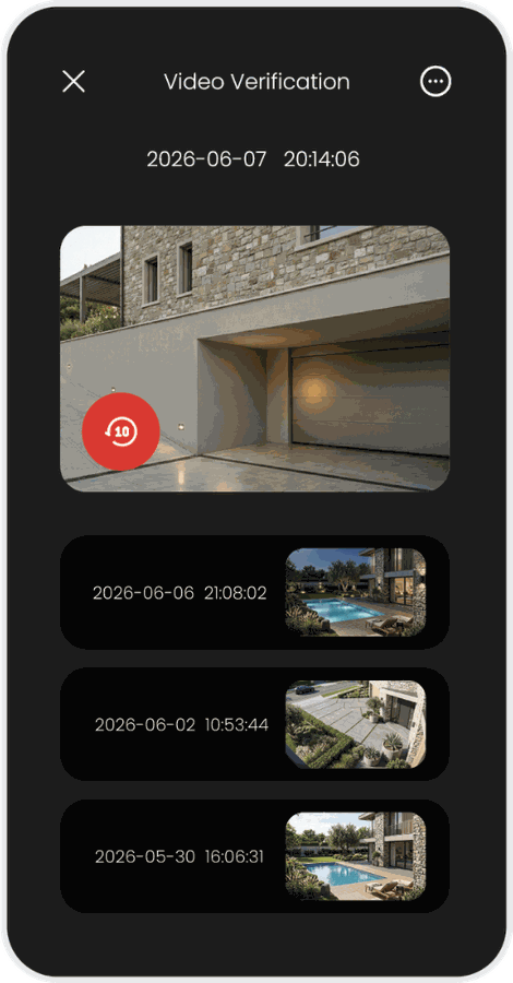 Video verification with event playback and history
