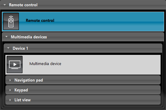 Remote control's component properties inside the Home automation software EVE Manager